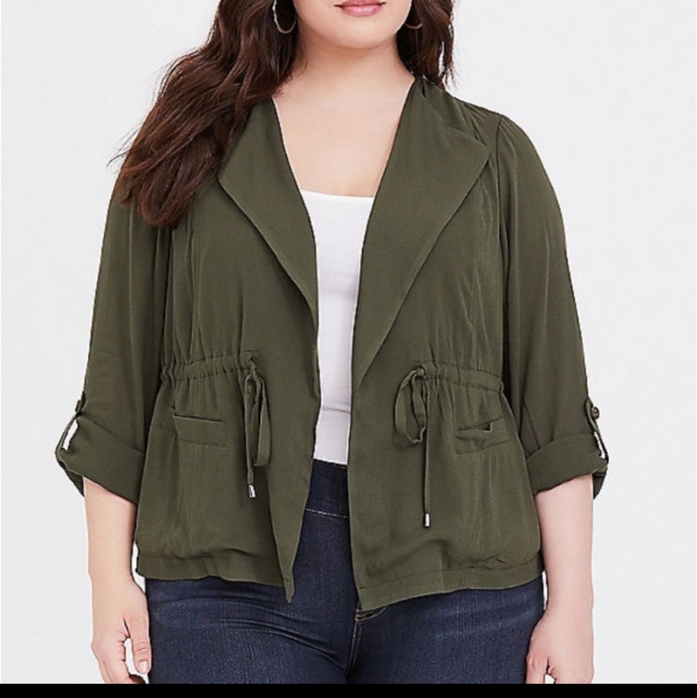 Torrid Olive Green Plus Size 4X Anorak Caridgan
